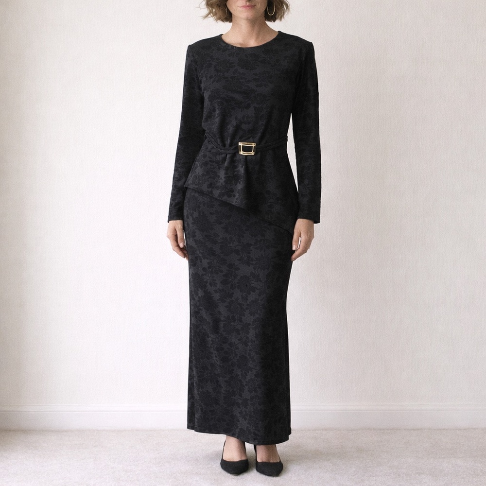 Joseph Ribkoff Jacquard Flocked Velvet Stretch Matching Set Floral Textured 10.
